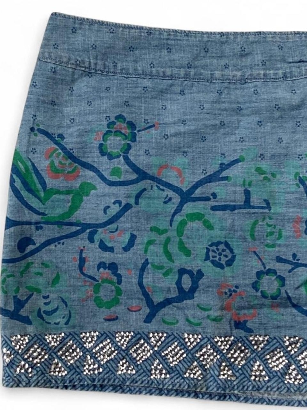 Early 2000s Hollister Floral Sequin Mini Skirt